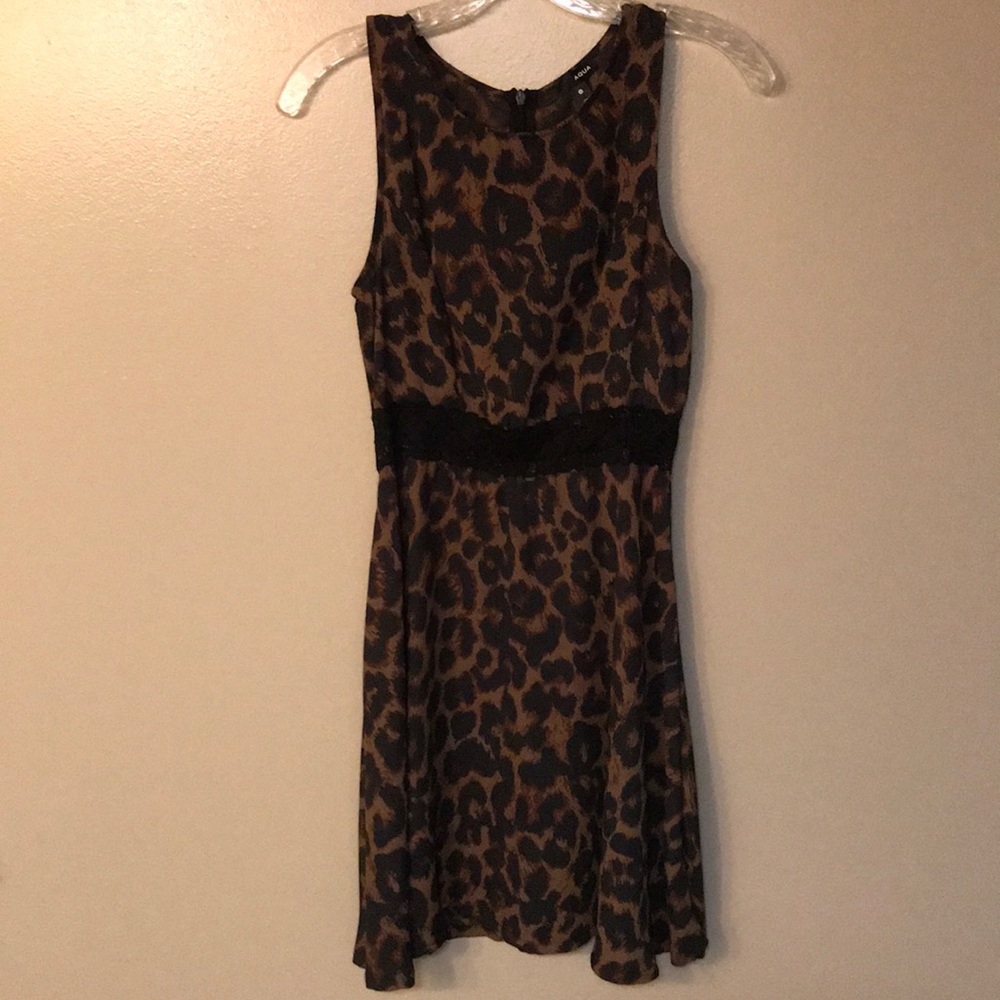 Aqua leopard print dress